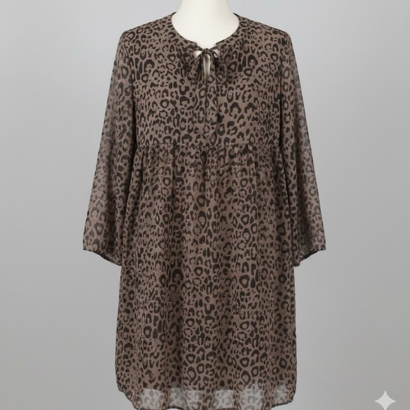 LOFT Dresses & Skirts - LOFT Tie Neck Animal Print Dress